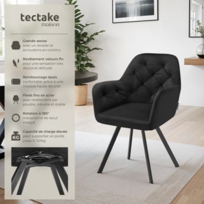 Chaise De Salle à Manger Pivotante 180° Rembourrée Avec Accoudoirs - Design Moderne Anthracite - Neuf