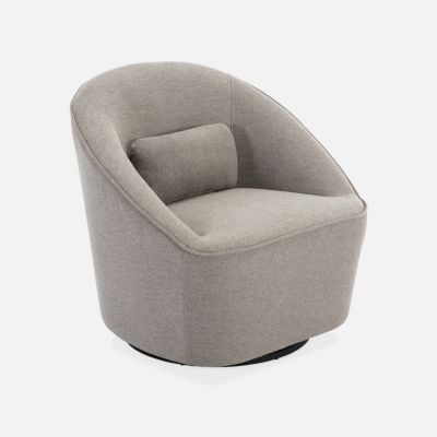 Fauteuil pivotant 360 en tissu grège. avec coussin LANA L 80 x P 73 x H77cm