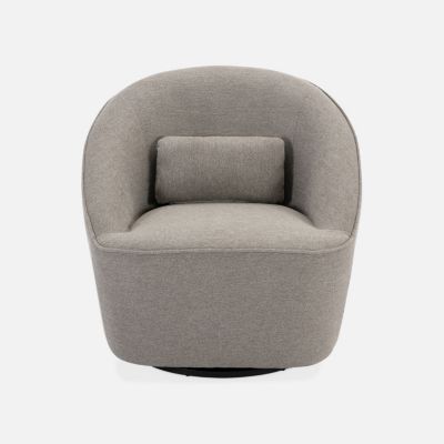 Fauteuil pivotant 360 en tissu grège. avec coussin LANA L 80 x P 73 x H77cm