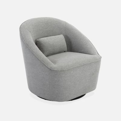 Fauteuil pivotant 360 en tissu gris clair. avec coussin LANA L 80 x P 73 x H77cm