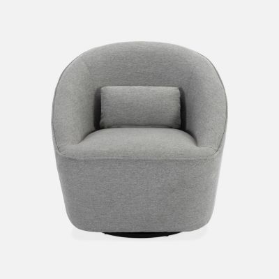 Fauteuil pivotant 360 en tissu gris clair. avec coussin LANA L 80 x P 73 x H77cm