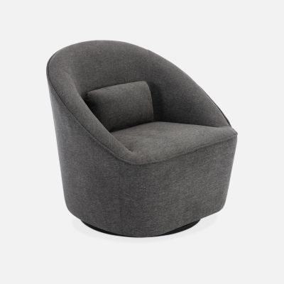 Fauteuil pivotant 360 en tissu gris foncé avec coussin. LANA L 80 x P 73 x H77cm