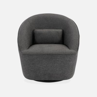 Fauteuil pivotant 360 en tissu gris foncé avec coussin. LANA L 80 x P 73 x H77cm