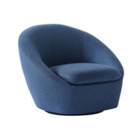 Fauteuil pivotant arrondi en tissu bleu LACARA II