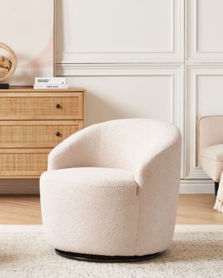 Fauteuil pivotant DAVIK Bouclé Beige