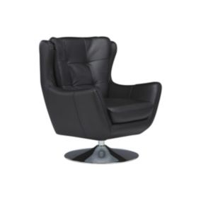 Fauteuil pivotant en cuir ANABA - Noir