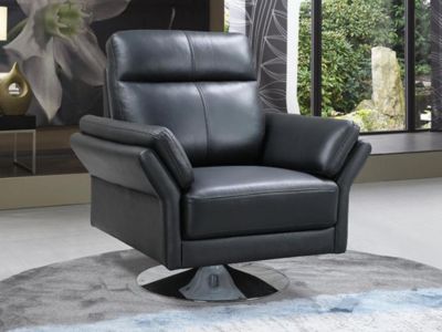 Fauteuil pivotant en cuir de buffle LICEU - Noir