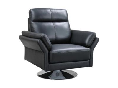 Fauteuil pivotant en cuir de buffle LICEU - Noir