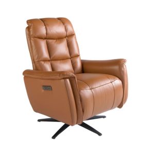 Fauteuil Pivotant en Cuir Marron avec Design Moderne et Confort Optimal