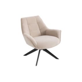 Fauteuil pivotant en tissu beige CANATO