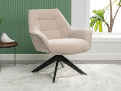 Fauteuil pivotant en tissu beige CANATO