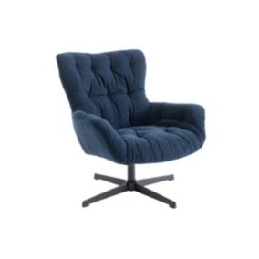 Fauteuil pivotant en tissu bleu nuit OPHELIE