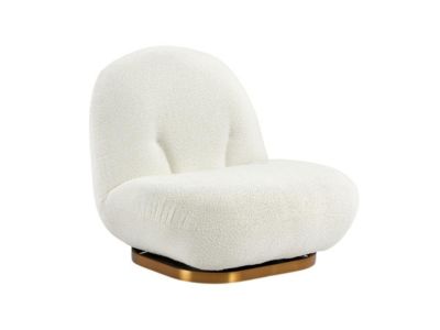 Fauteuil pivotant en tissu bouclette blanc LODOSA