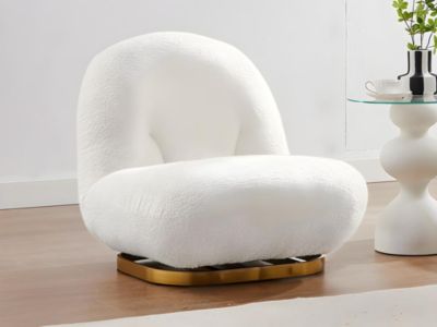 Fauteuil pivotant en tissu bouclette blanc LODOSA