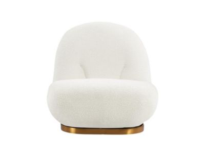 Fauteuil pivotant en tissu bouclette blanc LODOSA