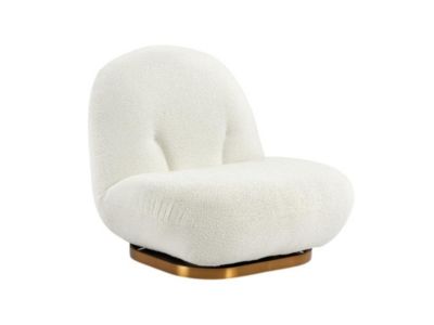 Fauteuil pivotant en tissu bouclette blanc LODOSA