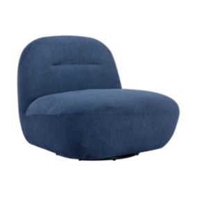 Fauteuil pivotant en tissu texturé bleu POZETI