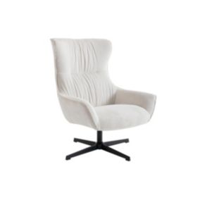 Fauteuil pivotant en velours côtelé beige GALATI