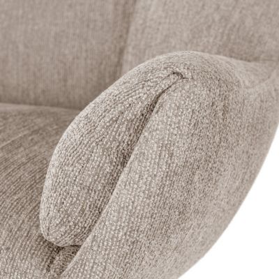 Fauteuil pivotant grand confort en tissu chenillé crème piètement métal laqué noir - LINETTE