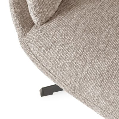 Fauteuil pivotant grand confort en tissu chenillé crème piètement métal laqué noir - LINETTE