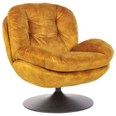 Fauteuil pivotant NOLVIK Velours Moutarde
