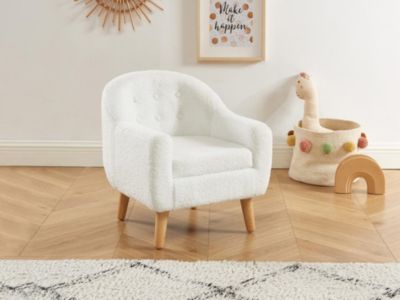 Fauteuil pour enfant en tissu bouclette blanc CASORLA