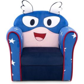 Fauteuil pour Enfant en Velours Doux Canape 1 Place Rembourre en Mousse a Haute Elasticite avec Accoudoir Ergonomique Bleu