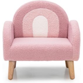 Fauteuil pour Enfants en Peluche Teddy et Éponge Canapé avec Dossier et Accoudoirs Confortables pour 3 à 5 Ans Rose