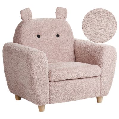 Fauteuil pour enfants Hippopotame MARIBO Bouclé Rose pastel