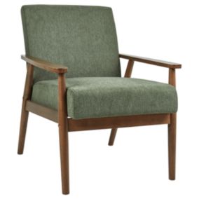 Fauteuil rétro rembourré avec accoudoirs en bois ESRUM