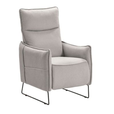 Fauteuil Relax design en tissu gris clair piètement métal luge - HASSAN