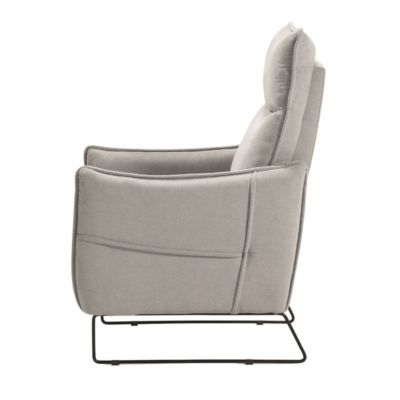 Fauteuil Relax design en tissu gris clair piètement métal luge - HASSAN