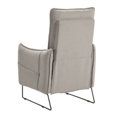 Fauteuil Relax design en tissu gris clair piètement métal luge - HASSAN