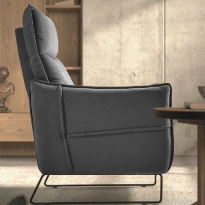 Fauteuil Relax design en tissu gris foncé piètement métal luge - HASSAN