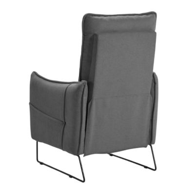 Fauteuil Relax design en tissu gris foncé piètement métal luge - HASSAN