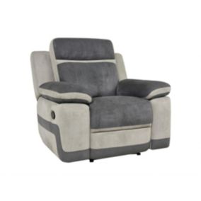 Fauteuil relax en microfibre anthracite et bandes gris clair TALCA