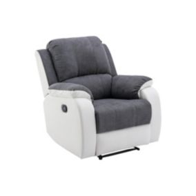 Fauteuil relax en microfibre et simili gris et blanc BRODY