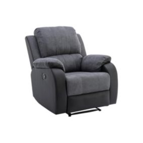 Fauteuil relax en microfibre et simili gris et noir BRODY