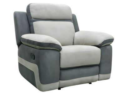 Fauteuil relax en microfibre gris clair et bandes anthracites TALCA