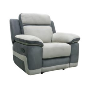 Fauteuil relax en microfibre gris clair et bandes anthracites TALCA