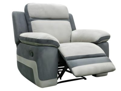 Fauteuil relax en microfibre gris clair et bandes anthracites TALCA