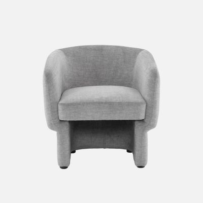 Fauteuil relax en tissu avec forme de dossier et piètement arrondis gris clair