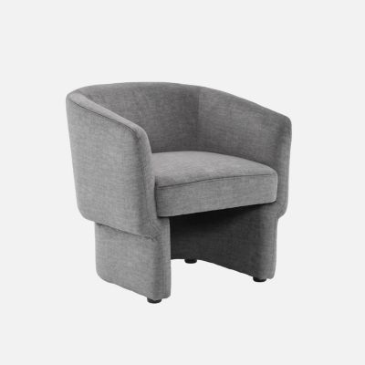 Fauteuil relax en tissu avec forme de dossier et piètement arrondis gris foncé