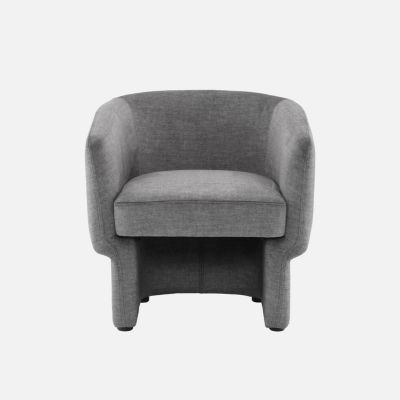 Fauteuil relax en tissu avec forme de dossier et piètement arrondis gris foncé