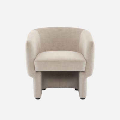 Fauteuil relax en tissu avec forme de dossier et piètement arrondis