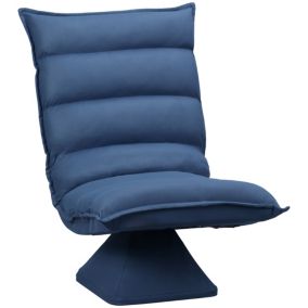 Fauteuil relax grand confort pivotant inclinaison réglable 5 niv. épais garnissage mousse tissu velours microfibre bleu