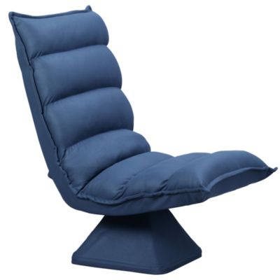 Fauteuil relax grand confort pivotant inclinaison réglable 5 niv. épais garnissage mousse tissu velours microfibre bleu