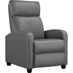 Fauteuil Relax Inclinable en Similicuir Gris avec Repose-Pied - 3 Positions - Meuble pour Salon Chambre Bureau