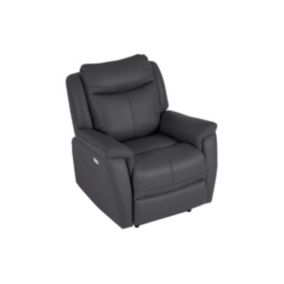 Fauteuil relax électrique en cuir de vachette gris anthracite NOMAJO