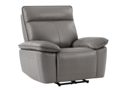 Fauteuil relax électrique en cuir de vachette gris NOVENA